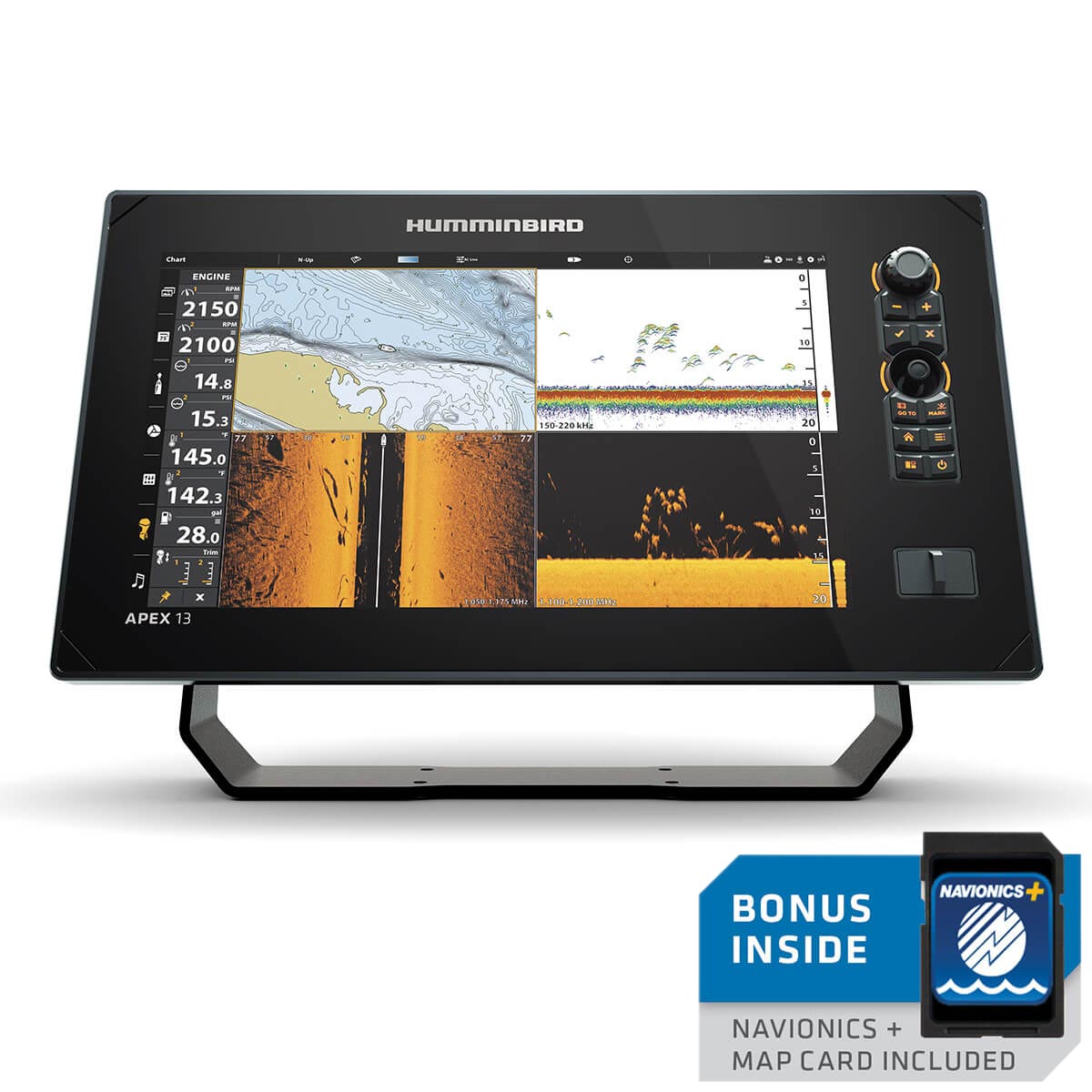 104651AU HUMMINBIRD Apex 13 MSI+ GPS Combo w/Coastmaster Map